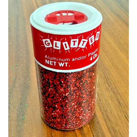 Vintage Glitterex Corp. Cranford, NJ Full 4 oz Jars Green & Red Glitter - Set 2 - Picture 4 of 12